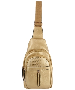 Fashion Laser Cut Printed Sling Bag Backpack LY122-1Z GOLD